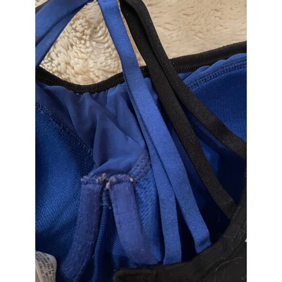 Victoria's Secret Sports Bra Blue Lime Racer Back Women's Size 34D Strappy - Picture 4 of 6